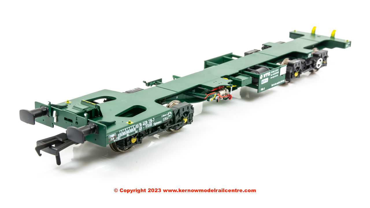 OO-FWA-4101D Revolution Trains FWA Ecofret Container Flat in VTG Green (Freightliner) - twin pack